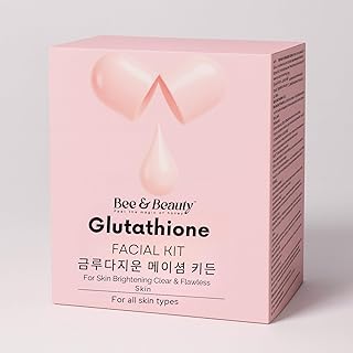 Bee & Beauty Glutathione 7-Step Facial Kit for Skin Brightening Clear Glow & Tan Removal | Deep Hydration Pore Tightening Radiance Boost | Korean Insp