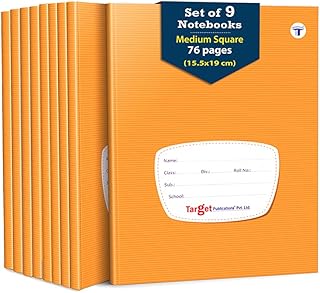 TARGET PUBLICATIONS Medium Square Maths Note Books for School Kids | 76 Pages 155 x 19 cm Hard Cover with Label | Maths Notebook with Fun Activity | S