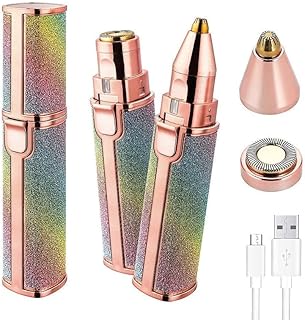 Portable eyebrow trimmer epilator facial hair remover Face Lips Nose Hair Removal Electric Trimmer with Light for women (Multi)