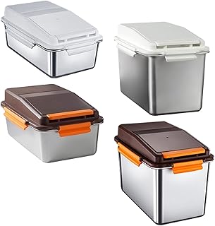Pet Food Storage Box Airtight Grain Rice Storage Container Grain Storage Bin White for 5KG|Food Grade BPA Free Leak Proof, Spices Atta Grains & More O