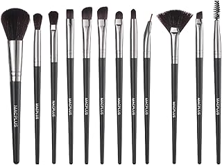 MACPLUS Premium Soft Makeup Brush Set for Eye Shadow Powder Eyebrow Brush Concealer Brush,Black,12pcs