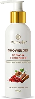 Aurrelis | Shower Gel with Saffron & Sandalwood, Deep Nourishing & Moisturizing Body Wash for Soft, Radiant Skin, 200ml