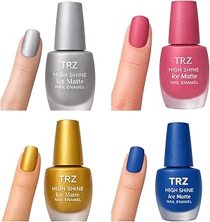 Ice Matte Nail Paint Combo Set of 4 – Quick Dry Long Lasting Matte Finish Nail Polish for Women & Girls, Trendy Frost Shades, Smooth Glossy Coverage,