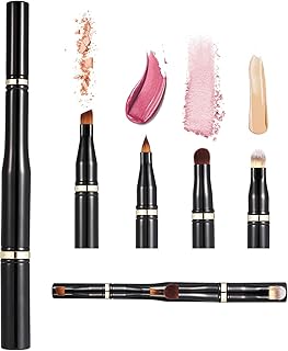 Gleva 4 in 1 Makeup Brush Set - Portable Travel Foundation Powder Brush With Detachable Eyeshadow, Face Concealing, Lip, and Eyebrow Liner for Blendin