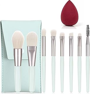 Makeup Set, 8 Pcs Makeup Brushes 1Sponge, Premium Synthetic Foundation Powder Blending Concealers Eye shadows Blush Portable Cosmetic Make Up Brushes