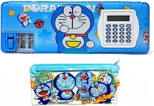 Calculator Geometry Box for Kid with Dual Sharpener Pencil Case, Pencil Box for Kids Dual Section Pencil Box with Pencil Pouch for Kids Return Gift Bi