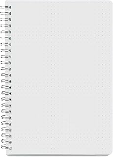 Nokingo Spiral Dot Grid Notebook - A5 Bullet Dotted Journal, 80 Sheets / 160 Pages, 100gsm White Paper, Transparent Hardcover, 5.8X8.25 in