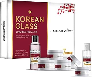 Professional Feel Korean Glass Luxuries Facial Kit, Ultra Scrub + Mild Cleanser + Hydra Scrub + Massage Cream + Hydra Gel + Hydra Mask + Face Serum (S