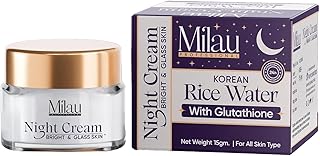 Korean Rice Water Night Cream with Glutathione, 15g | Night Cream For Wrinkles & Anti-Aging | Reduce Pigmentation | Dark Spots | Lightweight Cream for