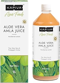 Kapiva Aloe Vera + Amla Juice | Cold-pressed Juice for Glowing Skin | Helps with Metabolism (1L)