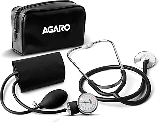 AGARO SP102 Aneriod Type Sphygmomanometer With Stethoscope, Manual Arm Blood Pressure Monitor, Large Analog Dial, Adjustable Cuff, Stethoscope Black