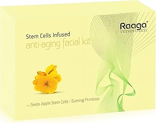Raaga Professional Stem Cells Cream Infused Anti Aging Facial Kit | Evening Primrose, Swiss Apple Stem Cells | Fights Acne | 6 Step Facial Kit For All