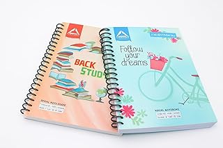 Spiral Notebook Set of 2, Inspirational Cover Designs, Back to Study and Follow Your Dreams Theme