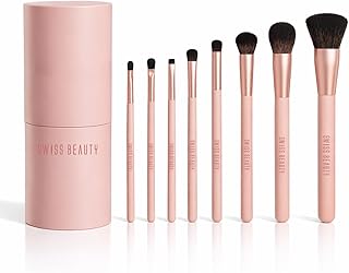 Swiss Beauty Take Me Anywhere 8-in-1 Makeup Brush Set | Compact Travel-Friendly Brush Kit | Soft Synthetic Bristles | Multi-Functional | Durable & Lig