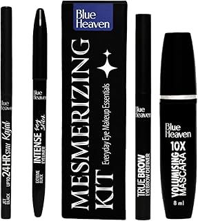 Blue Heaven Mesmerising Eye Kit Combo Pack of 4 | Kajal, Mascara, Eyeliner & Brow Definer |Long lasting, Smudge proof & Waterproof, Matte Finish for n