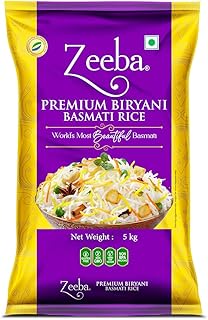 Zeeba Premium Biryani Rice 5 Kg, Chef's Choice, Restaurant Style, Extra Long Grains (Cooked length upto 26mm*)