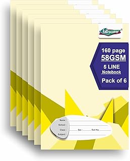 Hindi 5 Line Notebook for Kids (Five Line Ruling) | 24 x 18 cm | Soft Bound Ruled Notebook with Margin | White Paper | Ideal for Homework, School & Cl