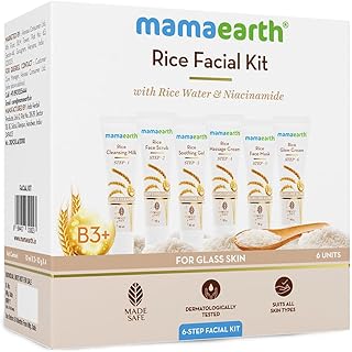 Mamaearth Rice Facial Kit With Rice Water & Niacinamide for Glass Skin - 60 g | Salon-Like Glowing Skin in 6 Easy Steps | Improves Skin Texture | Inst