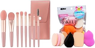 Just Tya Professional Makeup Brush Set with Storage Case-8 Pieces with Beauty Sponges