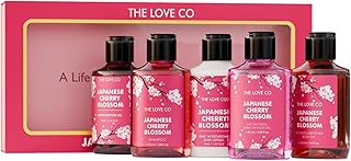 THE LOVE CO. Japanese Cherry Blossom Gift Set for Women | Body Wash, Body Lotion, Shampoo, Sanitizera and Body Oil | Pack of 5 | Luxury Bath & Body Pa