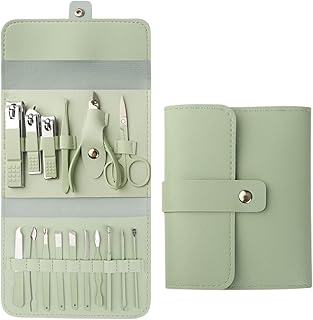 Set Professional Nail Clippers Pedicure Kit, 16 pcs Stainless Steel Nail Care Tools Grooming Kit with Luxurious Travel Leather Case for Thick Nails Me