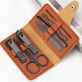 Stainless Steel Professional Manicure Set Nail Cutter For Women Nail Scissors Luxury Grooming Kit Manicure Pedicure Kit (7 pcs black manicure set)