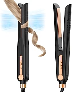 SKIMI Airflow Styler Curling Iron, Professional Titanium Flat Iron Hair Straightener, for Hair Straightener and Curler, 5 Temps & Dual Voltage(Black &