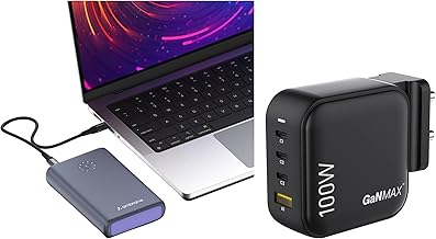 Ambrane 85W Fast Charging Powerbank for MacBook, Type C Laptop & Mobile Charging, 20,000mAh Battery, with 100w Gan Charger