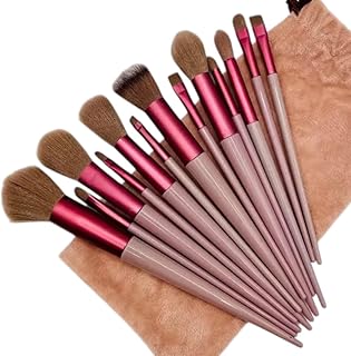 MESKIN 13 Pcs Makeup Brushes Set with Travel Storage Pouch – Professional Face, Eye, Blending, Powder, Concealer, Highlighter Brush Kit – Soft Nylon H