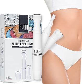 FURR 6-in-1 Multipurpose Trimmer & Shaver with 1 Year Warranty | For Eyebrows, Underarms, Legs & Bikini Line | Water Resistant & 45 Minutes Run Time |