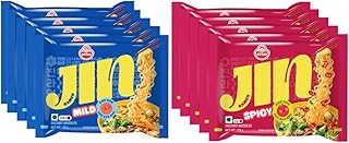 Ottogi Jin Ramen Korean Style Instant Noodles, Spicy and Mild Flavor Combo 120g Each | 5 Spicy & 5 Mild | Pack of 10 (1.2kg) | Veg & Authentic Korean