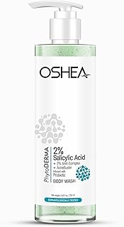 Oshea PhytoDERMA 3% AHA + 2% Salicylic Acid Complex Acne Buster Body Wash 250ml | For Body Acne, Rough Skin, Clogged Pores | Infused with Probiotic |