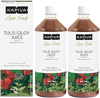 Kapiva Wild Tulsi Giloy Juice (2L) | Fresh Tulsi and Neem-grown Giloy to Support Immune Health - Super Saver Pack of 2