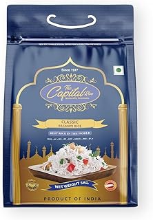 The Capital Rice Classic Basmati Rice – Naturally Aromatic Long Grain | Sugar-Free, Gluten-Free, Non-Sticky Texture | Ideal for Daily Cooking & Specia