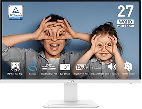 MSI PRO MP273QW E2 AMZ 27" IPS 2560 x 1440 (QHD) Computer Monitor, 100Hz, Adaptive Sync, HDMI, VESA Mount, Tilt, Speaker, 1ms, White