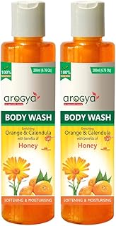 Arogya Orange & Calendula Herbal Body Wash with Orange Essential oil for Dry & Oily Skin- With Skin Refreshing Ingredients, 200ml Each (Pack of 2)