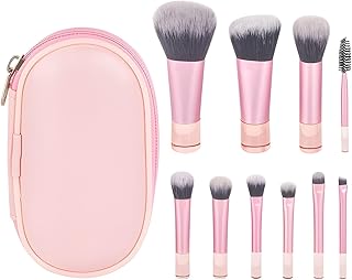 10 Pcs Professional Makeup Brush Set with Travel Case – Soft Synthetic Bristles Face & Eye Makeup Brushes Kit for Foundation, Powder, Blush, Concealer