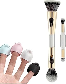 Makeup Brush Kit Set Professional with Sponge – Kabuki Foundation Brush, Blush Powder Contour Brushes, All-in-One Makeup Tools for Women 4 in 1 Multi