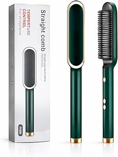 Hair Straightener Comb with Temperature Control, Green, Portable Straight Comb for Styling