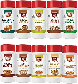 Bhoj Masale Pav bhaji, Chole, Kitchen King, Garam Masala, Sabji, Rajma, Dal Makhani, Sambhar, Biryani And Shahi Paneer Masala Powder Combo Pack Net 45