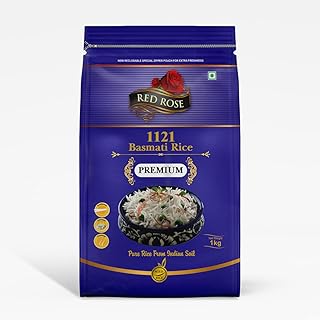 Red Rose Premium Basmati Rice 1Kg, Perfectly Aged, Rich Aroma, Best Indian Basmati Rice