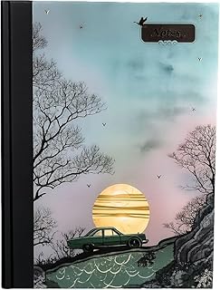 Nightingale STD Notebook with Artistic Sunset Car Landscape Design, Hardcover Journal Sr. A