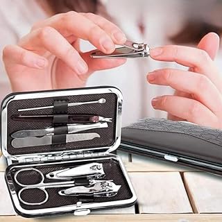 ETSAP 7 in 1 Manicure Set – Professional Black Stainless Steel Nail Clipper Kit with Finger Plier, Nail Art & Pedicure Toe Nail Tools for Men & Women