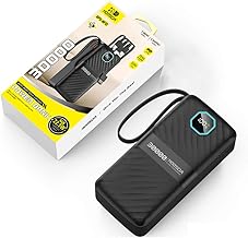 GIFTMAX Portable Power Bank 3000mAh – 4-in-1 Wired Charger with Integrated Cables for Type-C, Micro USB, iPhone – Lightweight & Travel-Friendly