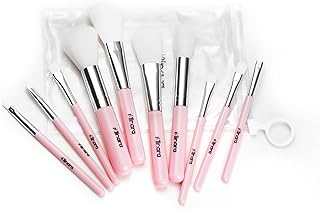 Minara Makeup Brush Set Of 10 With Easy To Carry Pouch (Pink) | Travel Size Cosmetic Brushes Kit For Face Foundation Brush Eyeshadow With Storage | Ma