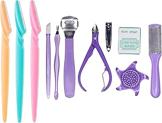 KAVIN Nail Grooming Tools For Manicure And Pedicure | Face Razors For Removing Facial Hairs | Makeup Brush Set Combo Pack Gift Item (Manicure Kit With