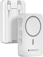 ZEBRONICS EnergiSafe 10R2 || 10000mAh MagSafe Wireless Power Bank | 15W Wireless & 22.5W PD (PPS) Fast Charging | Built-in Stand | Type-C & Lightning