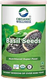 Organic Wellness - Basil Seeds (Sabja/Tukmaria) I High in Fiber I Helps Digestion & Weight Loss I For Drink 100g - Pack of 1