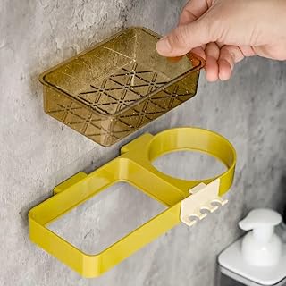 Magic Sticker Series Self-Adhesive Plastic Hair Dryer Stand // Professional Salon Hair Dryer Stand Holder with Small Hair Accessories Storage Tray (Gr