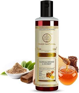 Khadi Natural Sandalwood & Honey Body Wash | Herbal Shower Gel for Gentle Skin Cleansing | Helps Maintain Skin Softness & Fresh Feel | Mild Body Clean